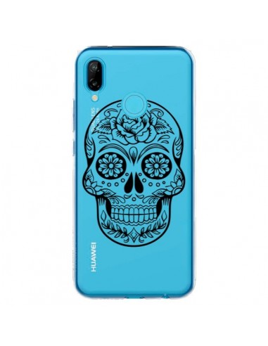 Coque Huawei P20 Lite Tête de Mort Mexicaine Noir Transparente - Laetitia