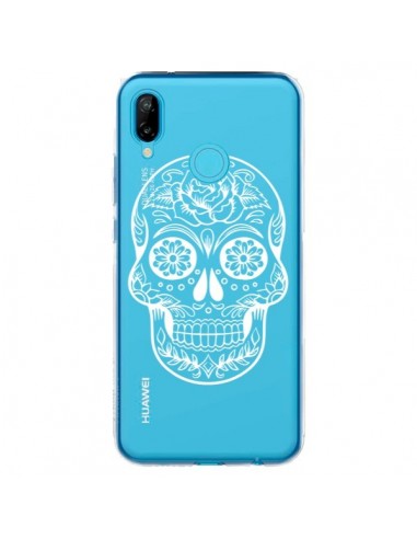 Coque Huawei P20 Lite Tête de Mort Mexicaine Blanche Transparente - Laetitia