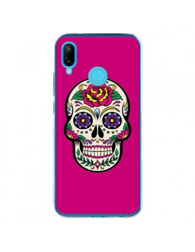 Coque Huawei P20 Lite Tête de Mort Mexicaine Rose Fushia - Laetitia