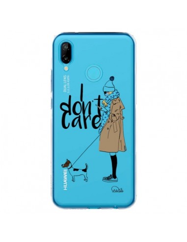 Coque Huawei P20 Lite I don't care Fille Chien Transparente - Lolo Santo