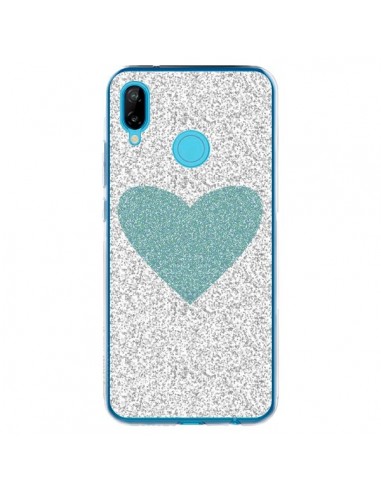 Coque Huawei P20 Lite Coeur Bleu Vert Argent Love - Mary Nesrala