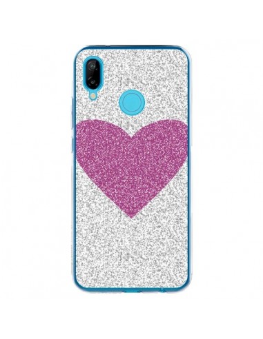 Coque Huawei P20 Lite Coeur Rose Argent Love - Mary Nesrala