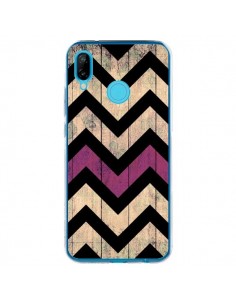 Coque Huawei P20 Lite Chevron Vintage Bois Wood - Mary...