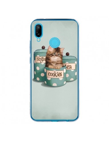 Coque Huawei P20 Lite Chaton Chat Kitten Boite Cookies Pois - Maryline Cazenave
