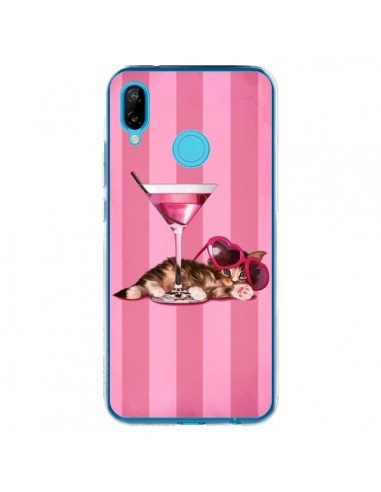 Coque Huawei P20 Lite Chaton Chat Kitten Cocktail Lunettes Coeur - Maryline Cazenave