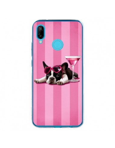 Coque Huawei P20 Lite Chien Dog Cocktail Lunettes Coeur Rose - Maryline Cazenave