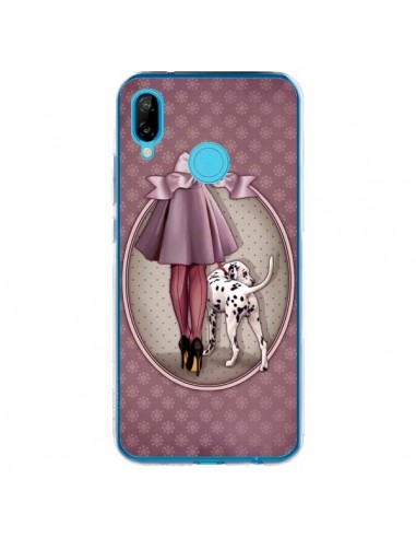 Coque Huawei P20 Lite Lady Chien Dog Dalmatien Robe Pois - Maryline Cazenave