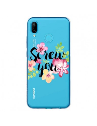 Coque Huawei P20 Lite Screw you Flower Fleur Transparente - Maryline Cazenave