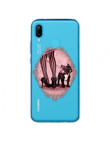 Coque Huawei P20 Lite Lady Jambes Chien Bulldog Dog Rose Pois Noir Transparente - Maryline Cazenave