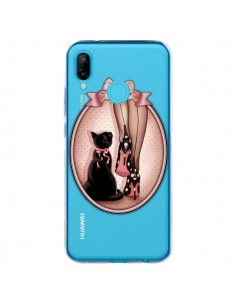 Coque Huawei P20 Lite Lady Chat Noeud Papillon Pois...