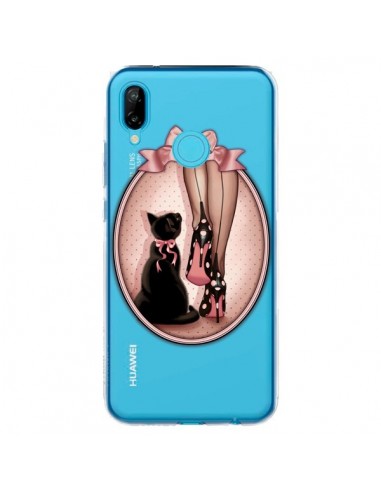 Coque Huawei P20 Lite Lady Chat Noeud Papillon Pois Chaussures Transparente - Maryline Cazenave