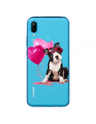 Coque Huawei P20 Lite Chien Dog Ballon Lunettes Coeur Rose Transparente - Maryline Cazenave