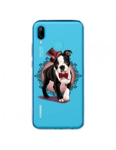 Coque Huawei P20 Lite Chien Bulldog Dog Gentleman Noeud Papillon Chapeau Transparente - Maryline Cazenave