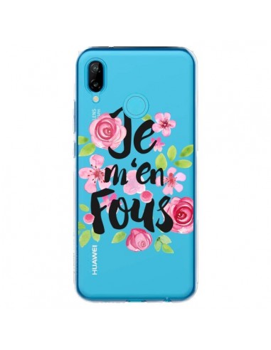 Coque Huawei P20 Lite Je M'en Fous Fleurs Transparente - Maryline Cazenave