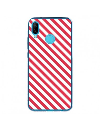 Coque Huawei P20 Lite Bonbon Candy Rose et Blanche Rayée - Nico