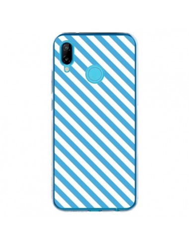 Coque Huawei P20 Lite Bonbon Candy Bleue et Blanche Rayée - Nico