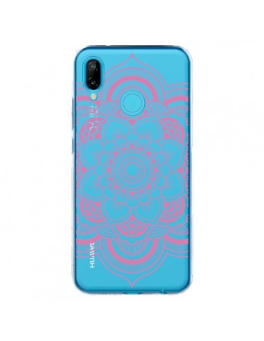 Coque Huawei P20 Lite Mandala Rose Clair Azteque Transparente - Nico