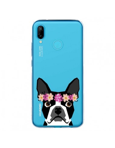 Coque Huawei P20 Lite Boston Terrier Fleurs Chien Transparente - Pet Friendly