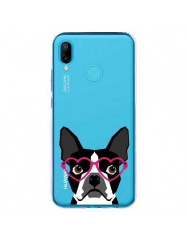 Coque Huawei P20 Lite Boston Terrier Lunettes Coeurs Chien Transparente - Pet Friendly