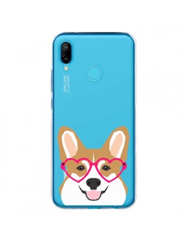 Coque Huawei P20 Lite Chien Marrant Lunettes Coeurs Transparente - Pet Friendly