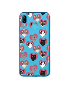 Coque Huawei P20 Lite Chats Coeurs Transparente - Pet...