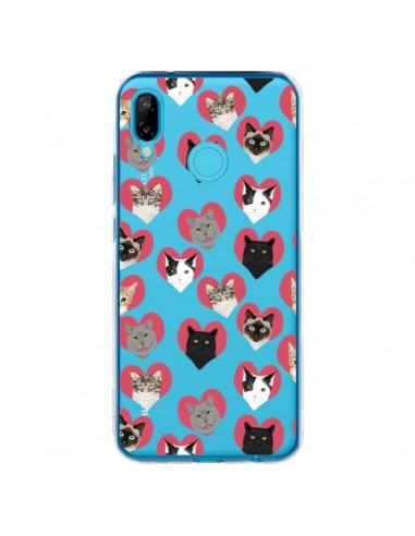 Coque Huawei P20 Lite Chats Coeurs Transparente - Pet Friendly