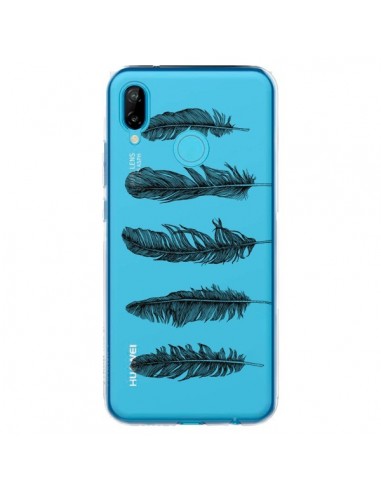 Coque Huawei P20 Lite Plume Feather Noir Transparente - Rachel Caldwell