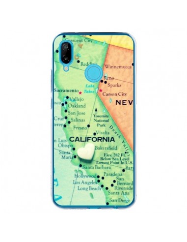 Coque Huawei P20 Lite Carte Map Californie - R Delean