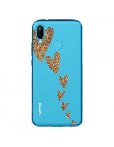 Coque Huawei P20 Lite Coeur Falling Gold Hearts Transparente - Sylvia Cook