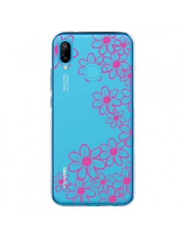 Coque Huawei P20 Lite Pink Flowers Fleurs Roses Transparente - Sylvia Cook