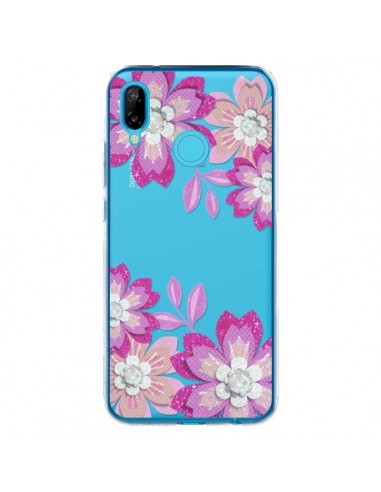 Coque Huawei P20 Lite Winter Flower Rose, Fleurs d'Hiver Transparente - Sylvia Cook