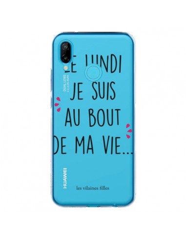 Coque Huawei P20 Lite Le lundi, je suis au bout de ma vie Transparente - Les Vilaines Filles