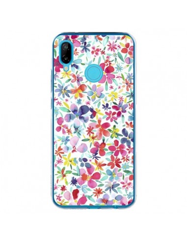 Coque Huawei P20 Lite Colorful Flowers Petals Blue - Ninola Design