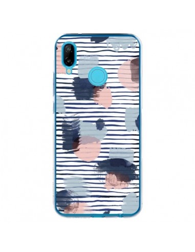 Coque Huawei P20 Lite Watercolor Stains Stripes Navy - Ninola Design