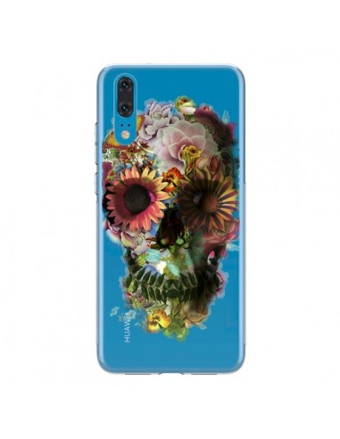 Coque Huawei P20 Skull Flower Tête de Mort Transparente - Ali Gulec