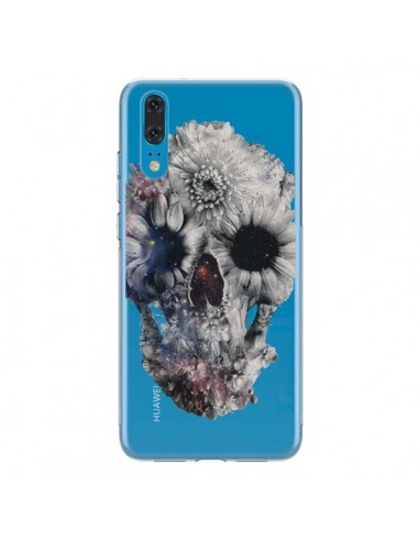 Coque Huawei P20 Floral Skull Tête de Mort Transparente - Ali Gulec