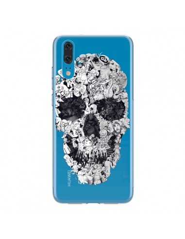 Coque Huawei P20 Doodle Skull Dessin Tête de Mort Transparente - Ali Gulec