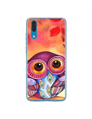 Coque Huawei P20 Chouette Feuilles Automne - Annya Kai