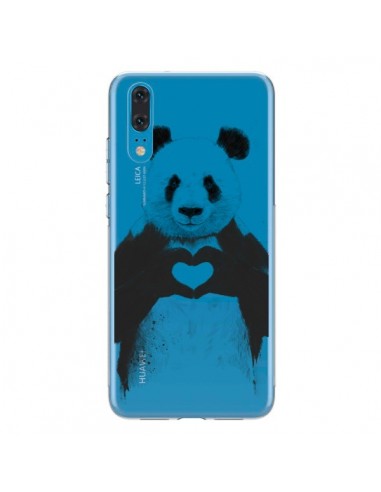 Coque Huawei P20 Panda All You Need Is Love Transparente - Balazs Solti