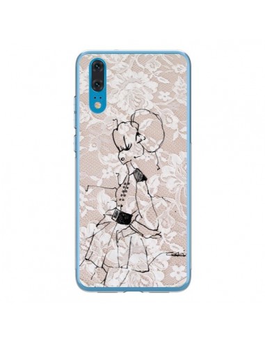 Coque Huawei P20 Croquis Dentelle Femme Fashion Mode - Cécile