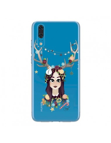 Coque Huawei P20 Christmas Girl Femme Noel Bois Cerf Transparente - Chapo