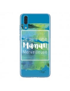 Coque Huawei P20 Je suis une Maman Merveilleuse Bleu Vert...