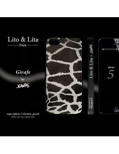 Coque Girafe en Miroir Noir Gravure Dorée pour iPhone 5 et 5S - Lito Lita 2