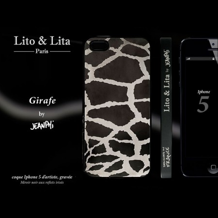 Coque Girafe en Miroir Noir Gravure Dorée pour iPhone 5 et 5S - Lito Lita Coque Girafe en Miroir Noir Gravure Dorée pour iPhone 5 et 5S - Lito Lita