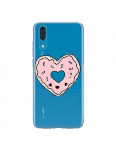 Coque Huawei P20 Donuts Heart Coeur Rose Transparente -...