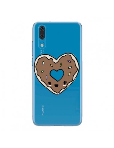 Coque Huawei P20 Donuts Heart Coeur Chocolat Transparente - Claudia Ramos