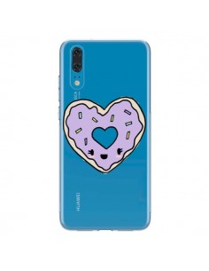 Coque Huawei P20 Donuts Heart Coeur Violet Transparente -...