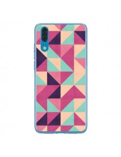 Coque Huawei P20 Azteque Triangle Rose Vert - Eleaxart