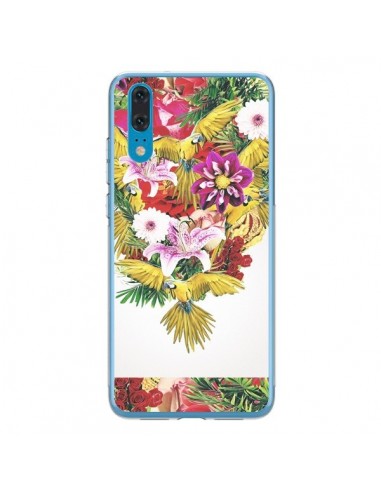 Coque Huawei P20 Parrot Floral Perroquet Fleurs - Eleaxart