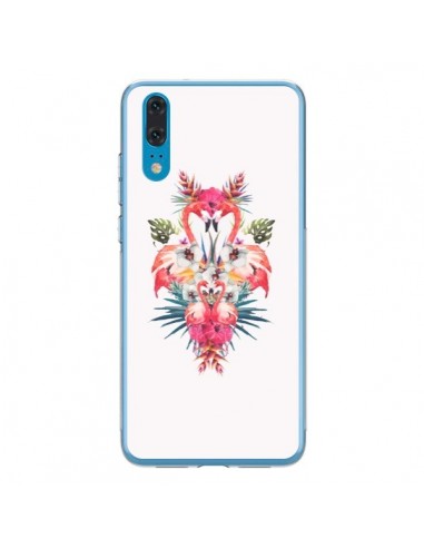 Coque Huawei P20 Tropicales Flamingos Tropical Flamant Rose Summer Ete - Eleaxart